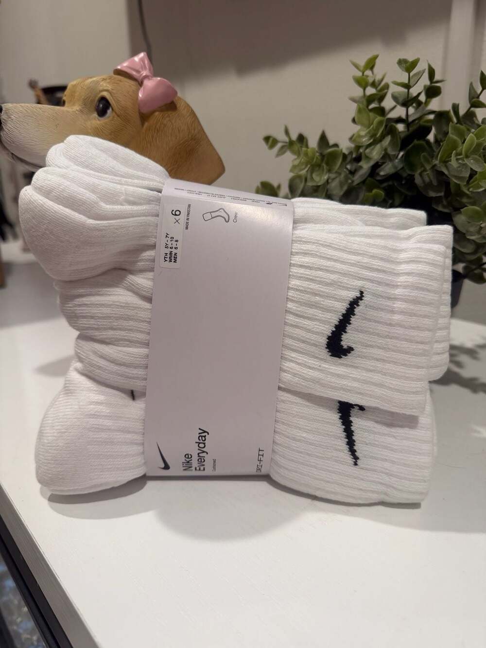 Nike Everyday Cushioned Crew Socks Size Medium White 6-Pack
